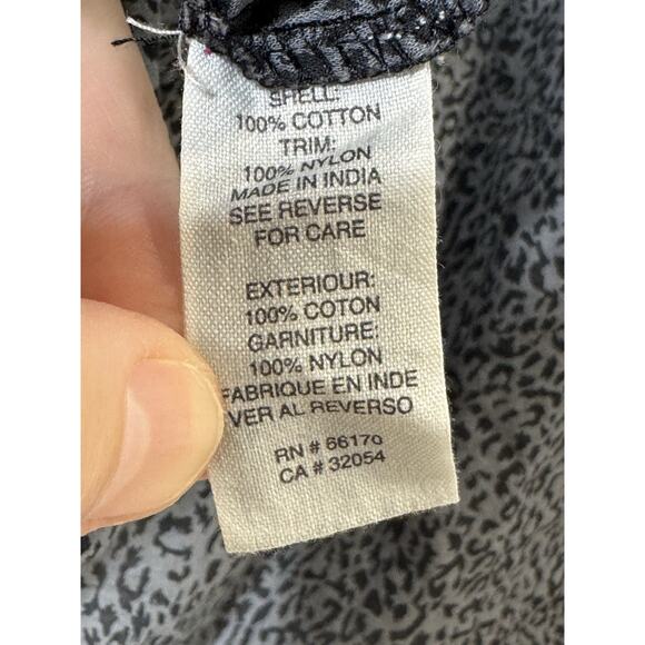 Free People Sz 10 3/4 Sleeve Blouse Black Gray Leopard Print Lace Button Front - Picture 5 of 6